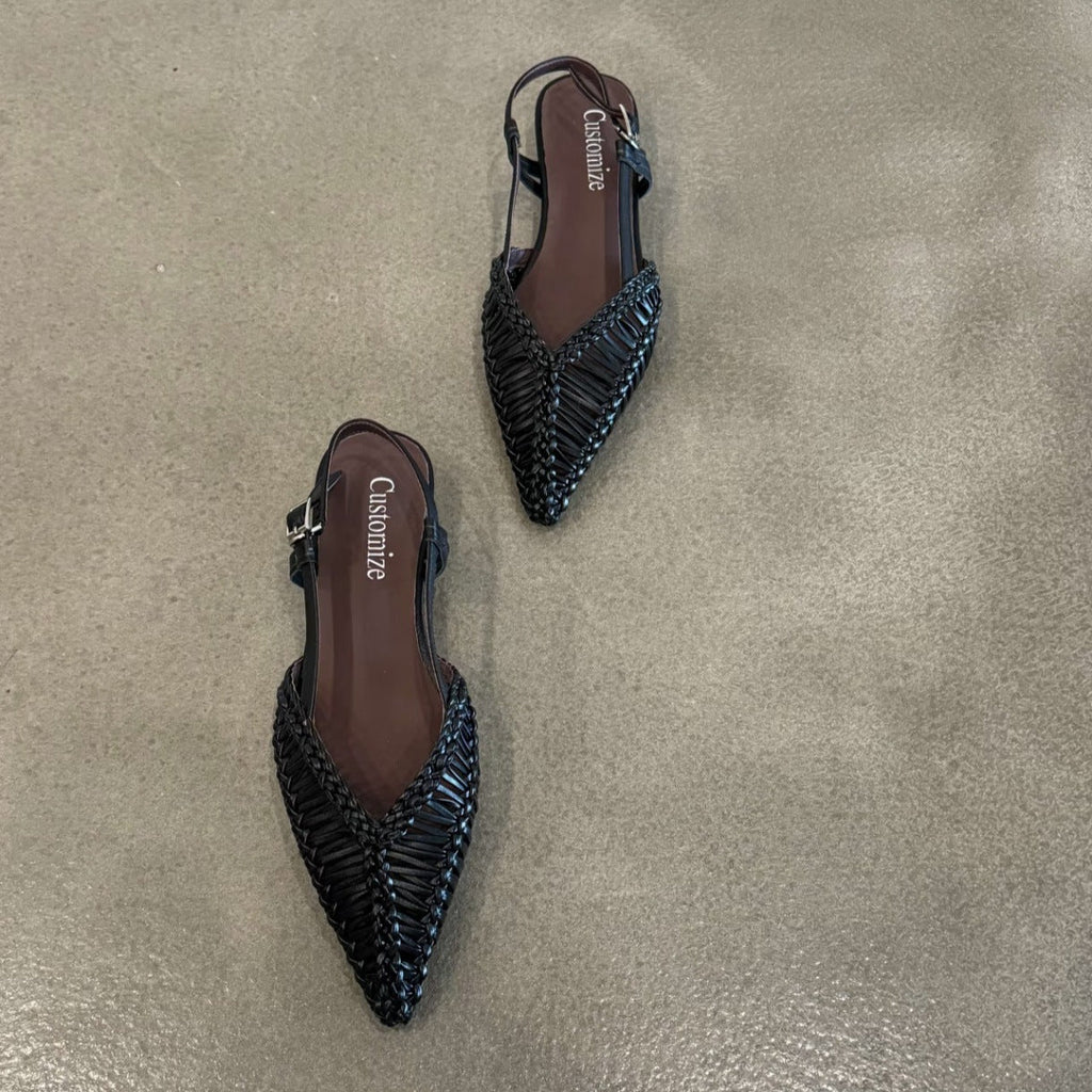 Damen Slingback Sandalen mit raffiniertem geflochtenem Design und komfortablem Fußbett