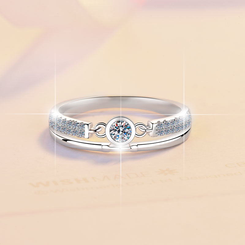 Damen zart funkelnder Zirkonia-Ring mit eleganter Detailverzierung Shop Nory