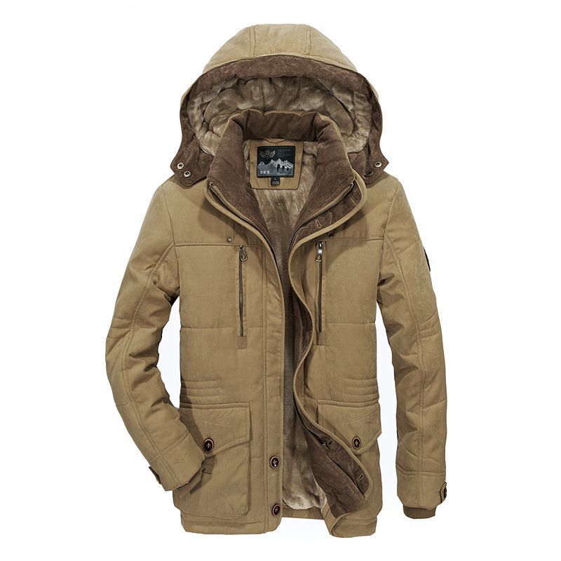 Herren Gefütterter Parka mit Kapuze und Kunstfellfutter Shop Nory