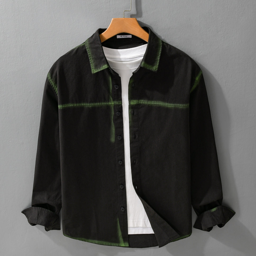 Herren Hemdjacke im Oversize-Stil mit verwaschenen Kanten und klassischem Kentkragen Shop Nory
