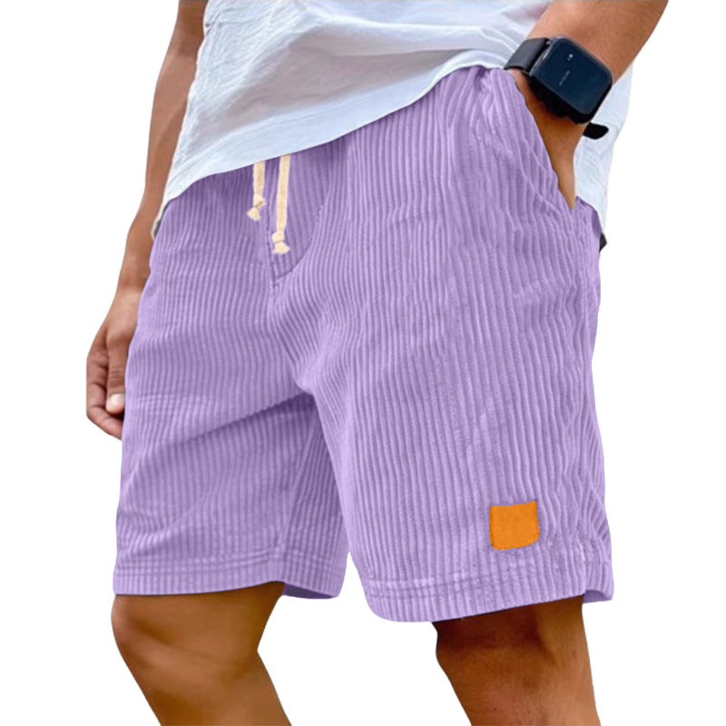 Herren nan Feincord-Shorts mit elastischem Tunnelzugbund, Kordelzug und tiefen Eingrifftaschen Shopnory