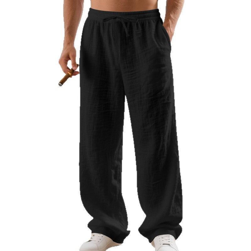 Herren luftige Freizeit-Cargo-Hose mit elastischem Bund und praktischen Taschen