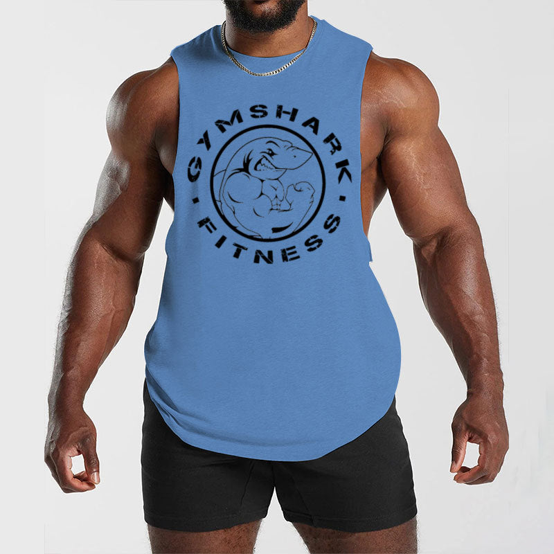 Herren nan ärmelloses Muskelshirt mit extra tiefen Armöffnungen und großem Logodruck