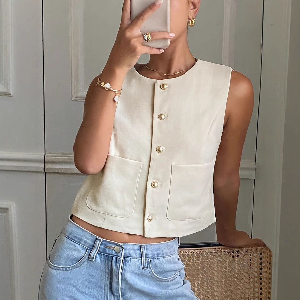 Damen modischer ärmelloser Blazer Shopnory