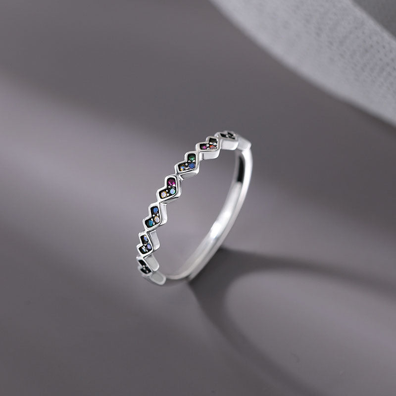 Damen filigraner Ring mit farbigen Herzmotiven Shop Nory