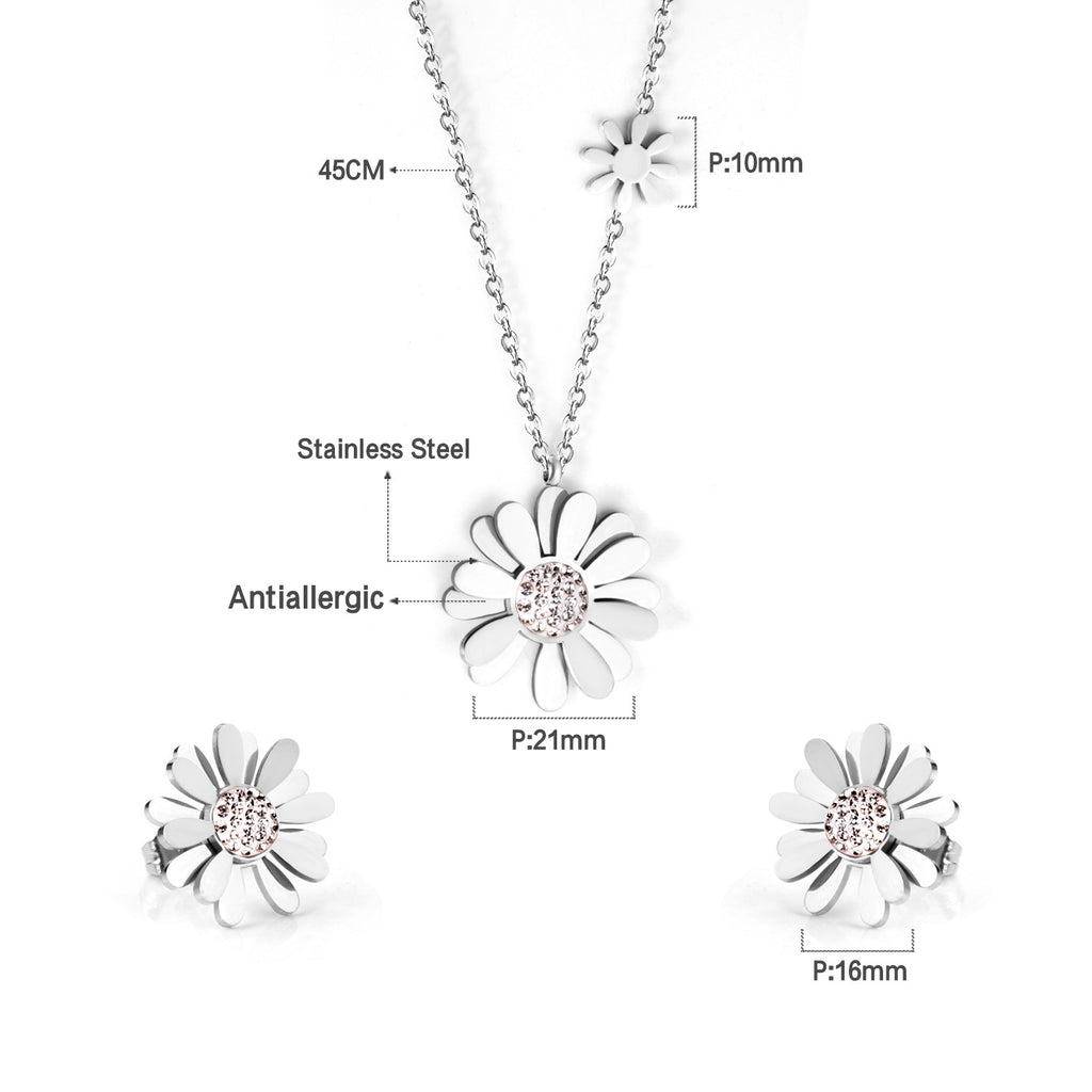 Damen Schmuckset mit floralem Design und funkelnden Zirkonia Shop Nory