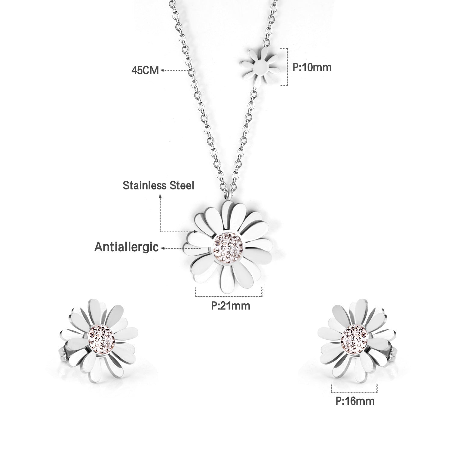 Damen Schmuckset mit floralem Design und funkelnden Zirkonia Shop Nory