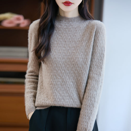 Damen Weicher Feinstrick‑Pullover mit kurzem Mockneck, leichter Mohair‑Optik und entspannter Silhouette Shop Nory