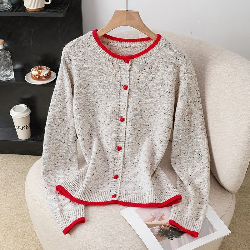 Damen Verspielter Strickcardigan mit Herzknöpfen Shop Nory