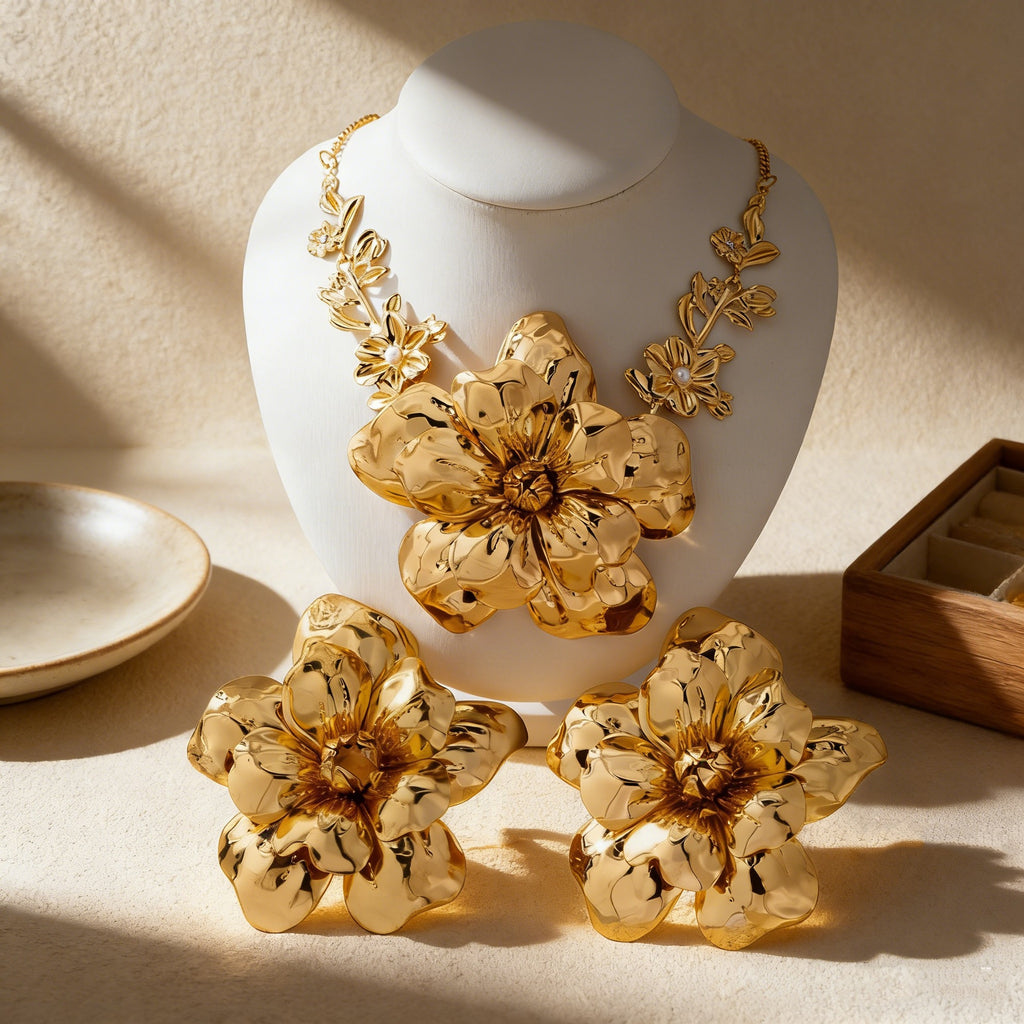 Damen Schmuckset mit kunstvollem Blütenmotiv Shop Nory