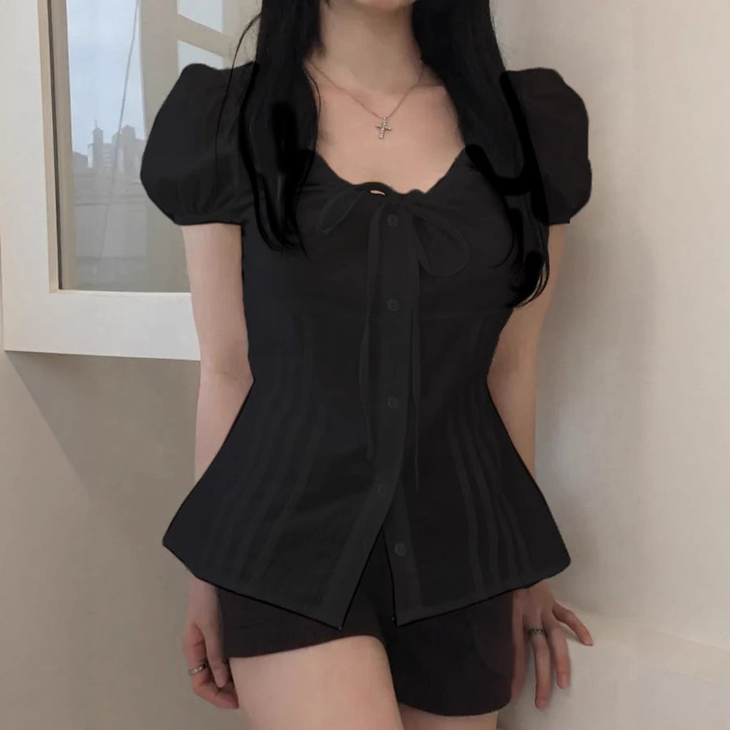 Damen Elegantes Blusenoberteil mit Rüschendetails und taillierter Silhouette