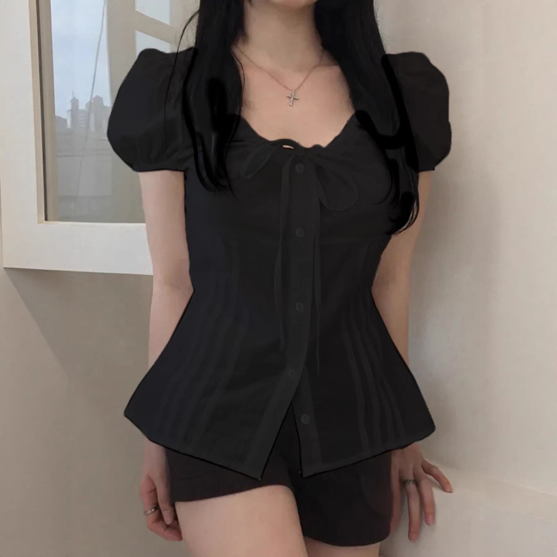 Damen Elegantes Blusenoberteil mit Rüschendetails und taillierter Silhouette