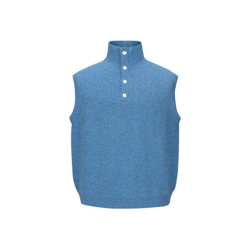 Unisex Grobgestrickte Weste mit Polokragen und Halbknopfleiste Shop Nory