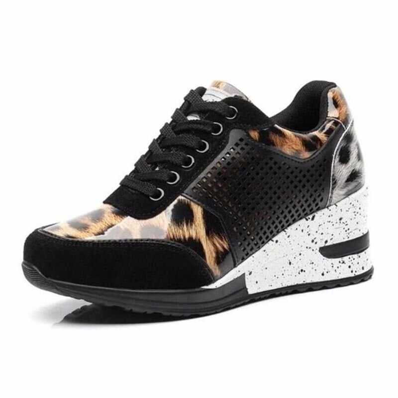 Damen Casual-Keil-Sneaker mit diskretem Lift, atmungsaktivem Rautenmesh und Veloursapplikationen Shop Nory
