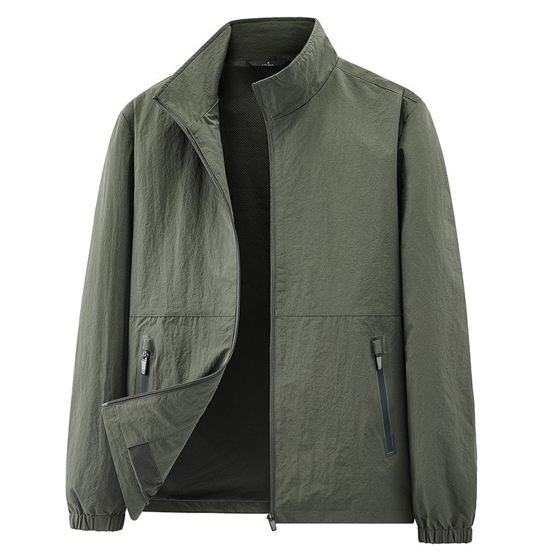 Herren Minimalistische Funktionsjacke mit Stehkragen, atmungsaktivem Meshfutter und wasserabweisenden Reißverschlüssen Shop Nory