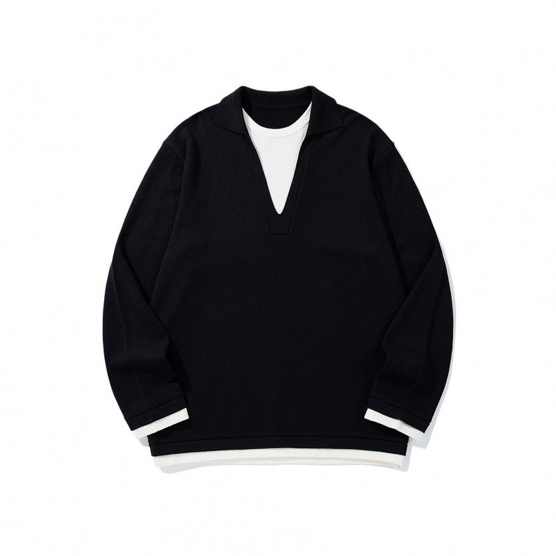 Unisex Oversize-Strickpullover mit offenem V-Ausschnitt und Hemdkragen Shop Nory