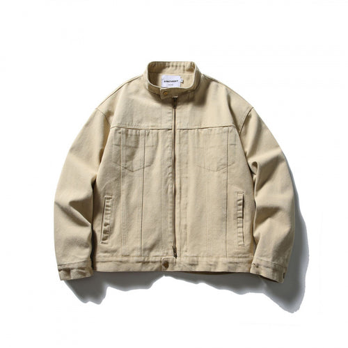 Herren Boxy Canvas-Jacke mit Stehkragen, Reißverschluss und Nahtpaneelen Shop Nory