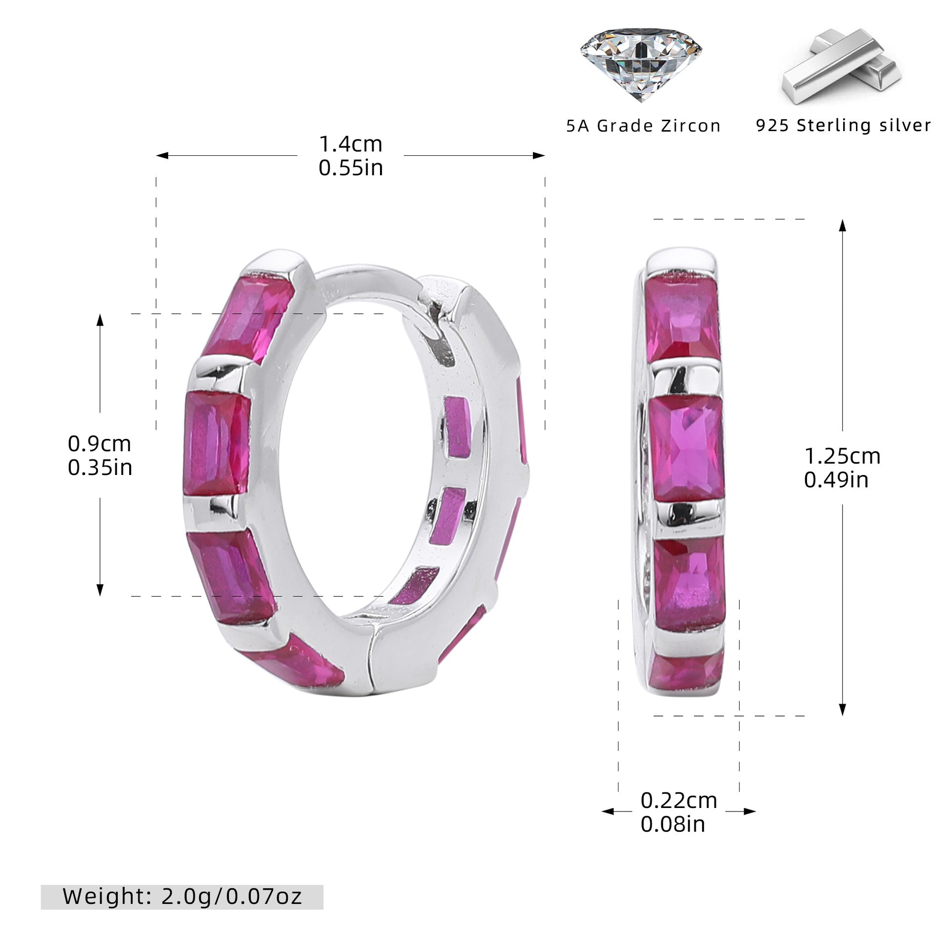 Damen Creolen mit eleganten Zirkon-Akzenten aus 925 Sterling Silber Shop Nory