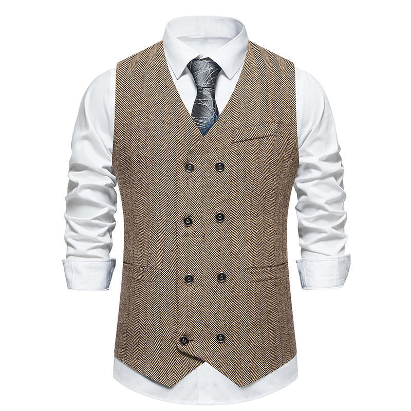 Herren elegante Doppelreiher-Weste im strukturierten Design