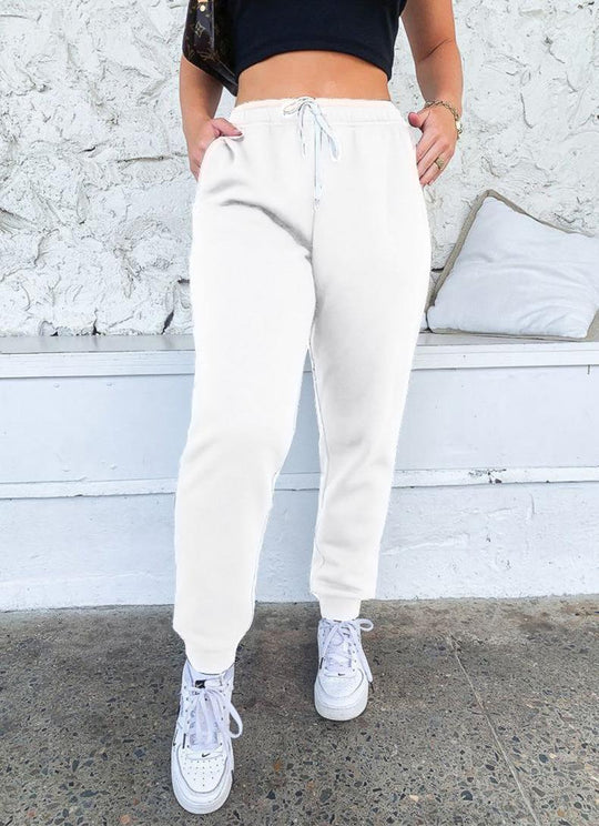 Damen nan taillenhohe tapered Jogginghose mit elastischem Komfortbund, verstellbarem Kordelzug und tiefen Eingrifftaschen Shop Nory