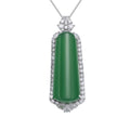 Damen elegante Halskette mit exquisite grünem Jade-Anhänger und funkelnden Zirkonia Shop Nory