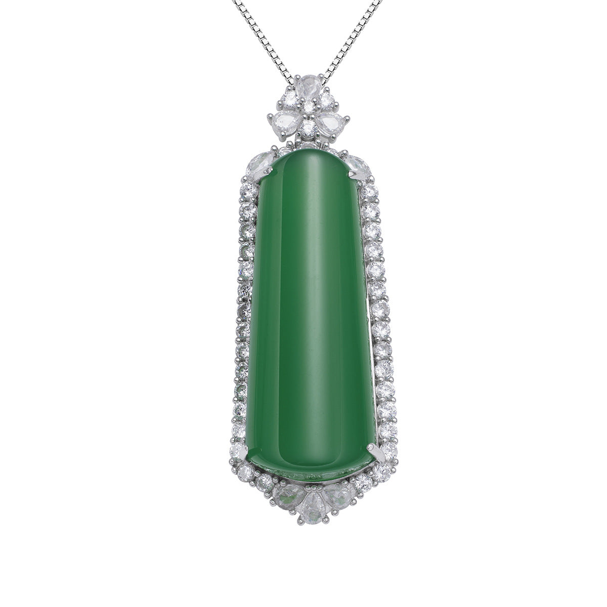 Damen elegante Halskette mit exquisite grünem Jade-Anhänger und funkelnden Zirkonia Shop Nory