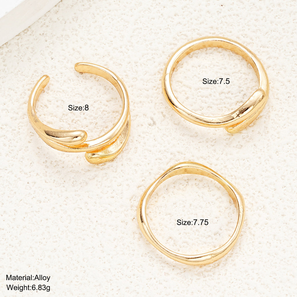 Damen modernes Ring-Set mit geschwungenen und minimalistischen Designs Shop Nory