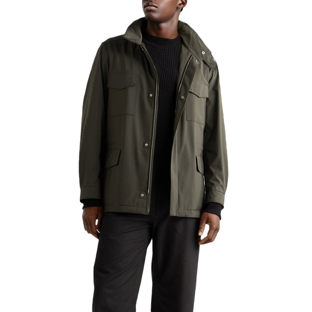 Herren leichte Multifunktionsjacke mit praktischen Taschen und hohem Kragen