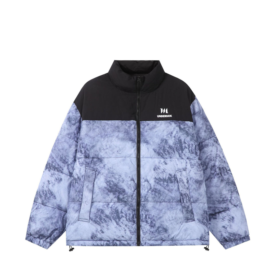 Unisex Gefütterte Boxy‑Isolationsjacke mit Marmoreffekt und hohem Stehkragen Shop Nory