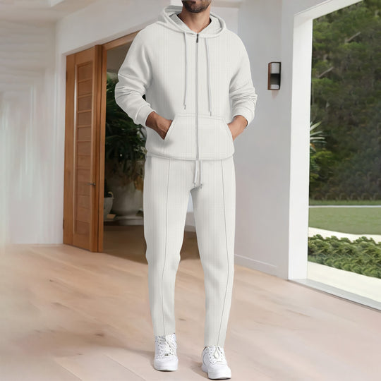 Herren nan Struktur-Fleece Zip-Hoodie mit Kängurutaschen und schmal zulaufender Jogginghose Shop Nory