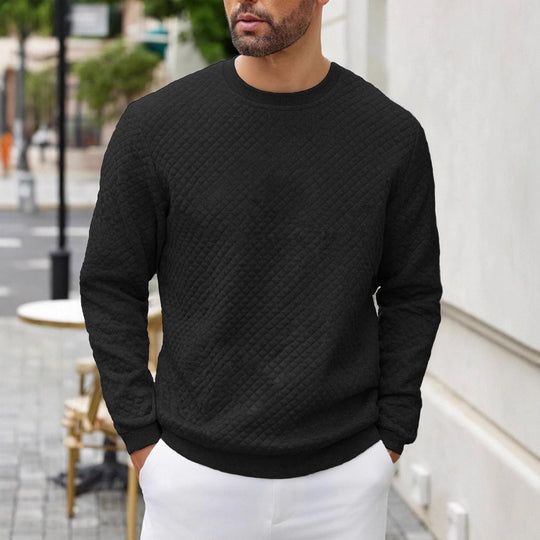 Herren gesteppter Sweatpullover mit Rautensteppung, geripptem Kragen und komfortablem Regular Fit Shop Nory