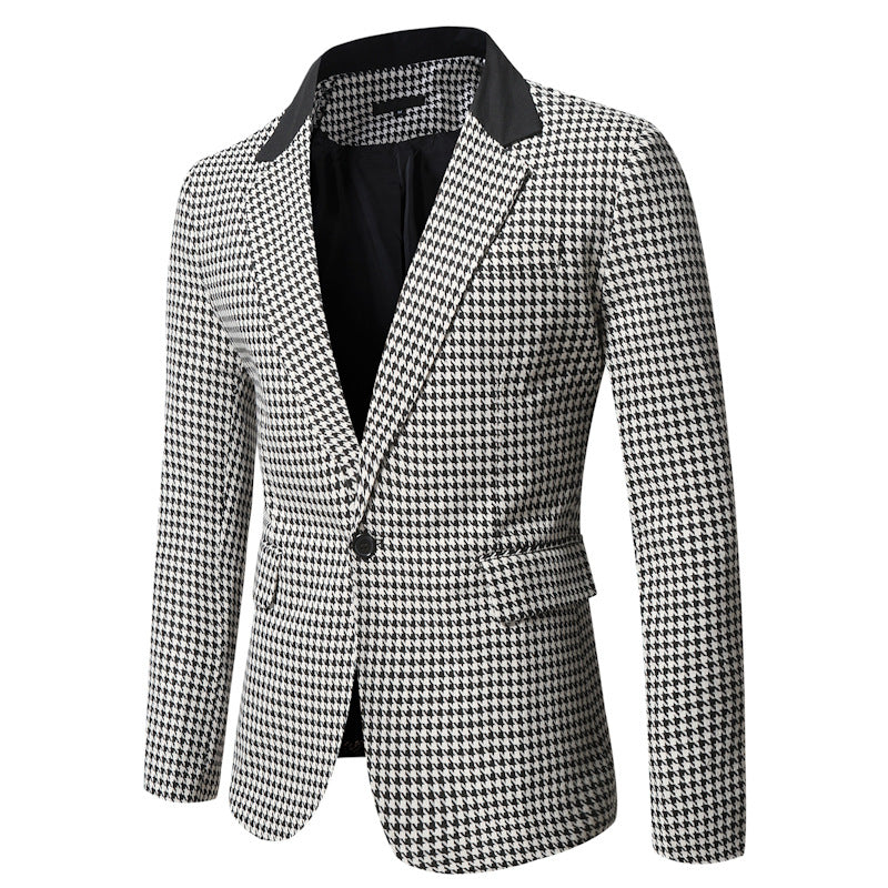Herren tailliertes Sakko mit Hahnentritt-Muster, Reverskragen und Pattentaschen Shop Nory