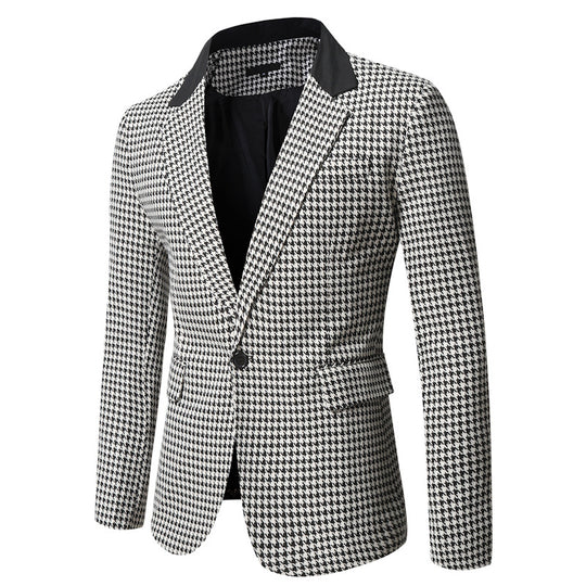 Herren tailliertes Sakko mit Hahnentritt-Muster, Reverskragen und Pattentaschen Shop Nory