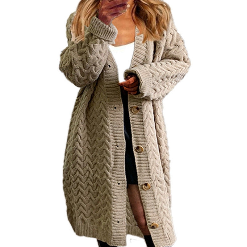 Damen Grobstrick-Cardigan mit eleganten Knopfdetails und strukturiertem Design
