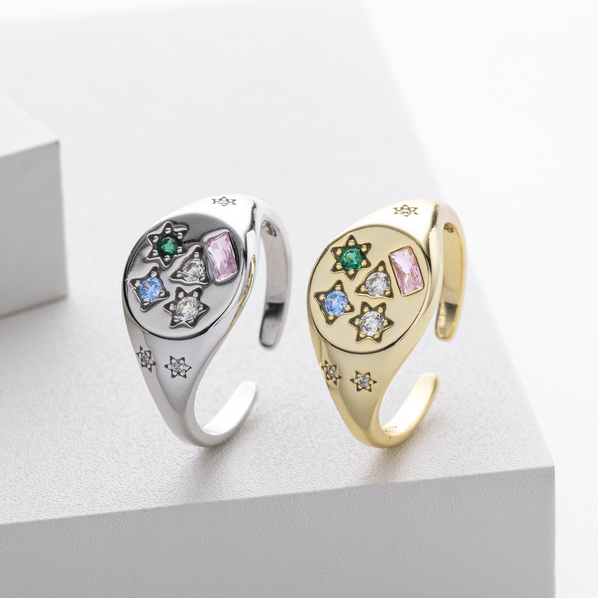 Damen Ring mit funkelnden Zirkon-Akzenten im kreativen Sternendesign Shop Nory