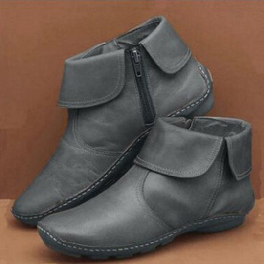 Damen Kurzstiefeletten mit umklappbarem Manschettenkragen und Seitenreißverschluss Shop Nory