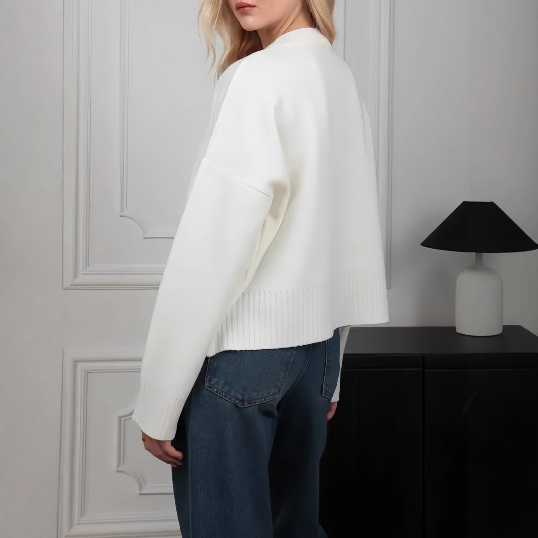 Damen Bequemer Strickpullover mit Rundhalsausschnitt