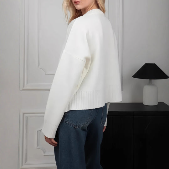 Damen Bequemer Strickpullover mit Rundhalsausschnitt