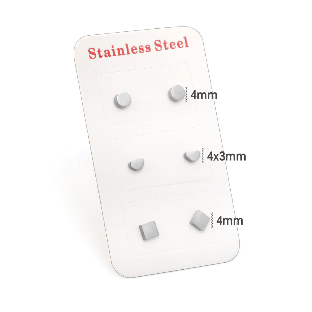 Damen Edelstahl Ohrstecker Set mit verschiedenen geometrischen Formen Shop Nory