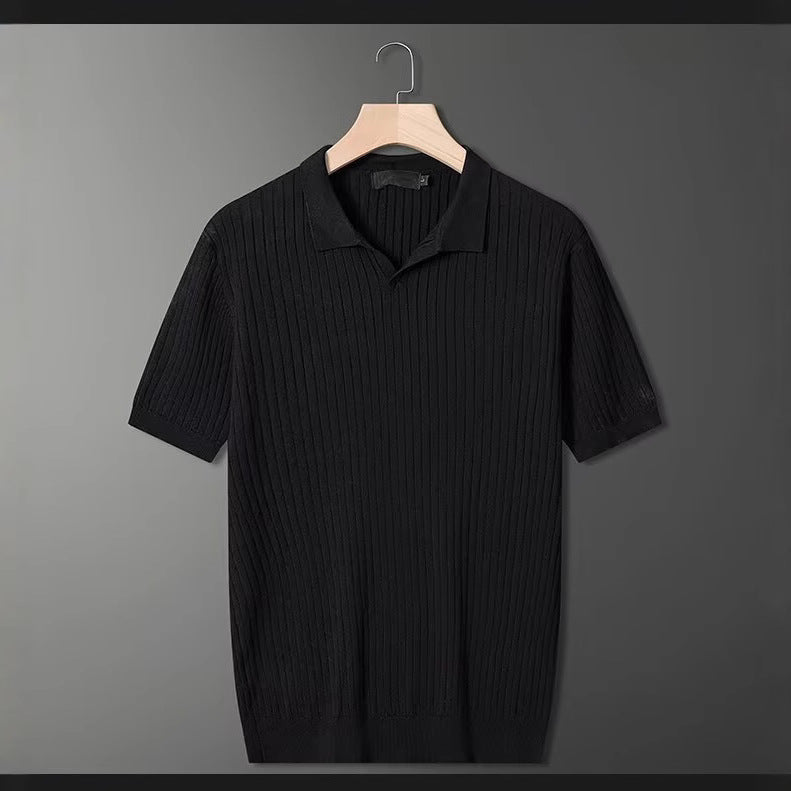 Herren Modisches Kurzarm-Strick Polohemd Shop Nory