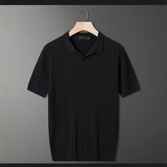 Herren Modisches Kurzarm-Strick Polohemd Shop Nory