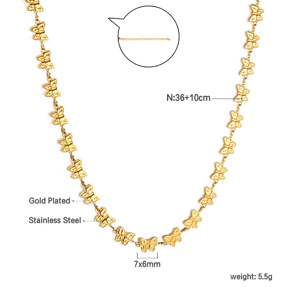 Damen Halskette mit filigranen Schmetterlingsanhängern aus Edelstahl Shop Nory