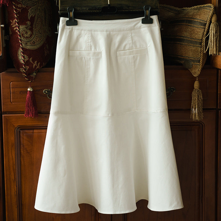 Damen Modischer Midirock mit Knopfleiste und schwingendem Saum Shop Nory
