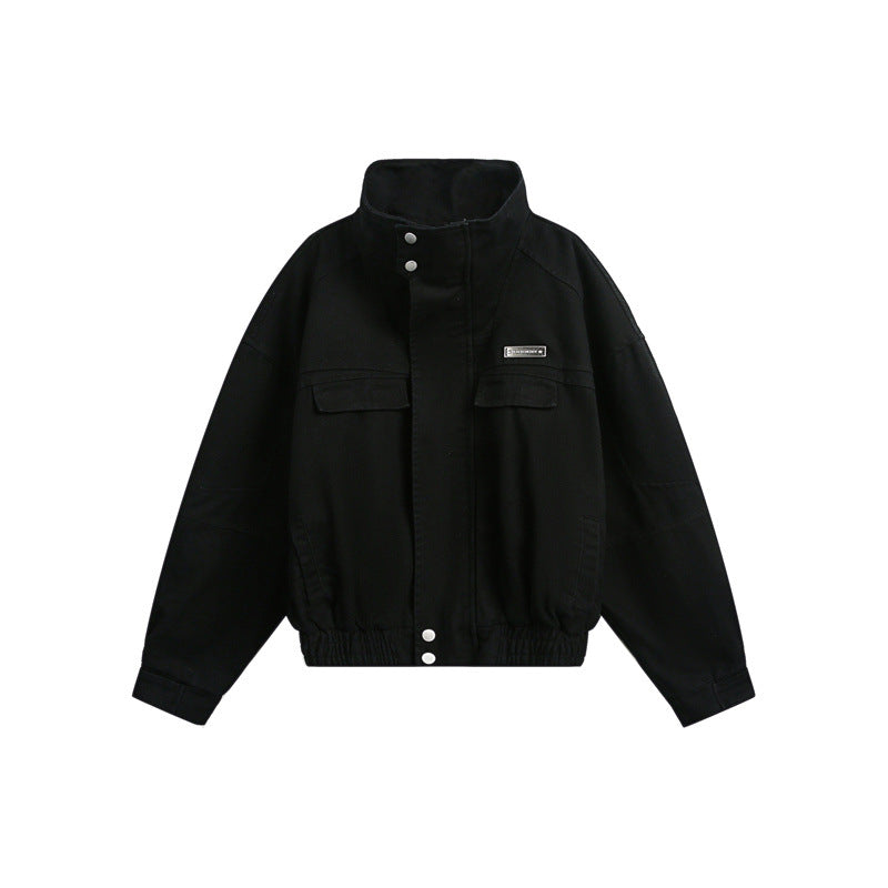 Unisex Kurz geschnittene Boxy-Outdoorjacke mit versteckter Reißverschlussblende, hohem Stehkragen und elastischem Bund Shop Nory