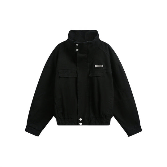 Unisex Kurz geschnittene Boxy-Outdoorjacke mit versteckter Reißverschlussblende, hohem Stehkragen und elastischem Bund Shop Nory