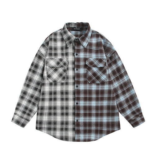 Unisex Geteiltes kariertes Overshirt im Hemdjacken‑Stil Shop Nory