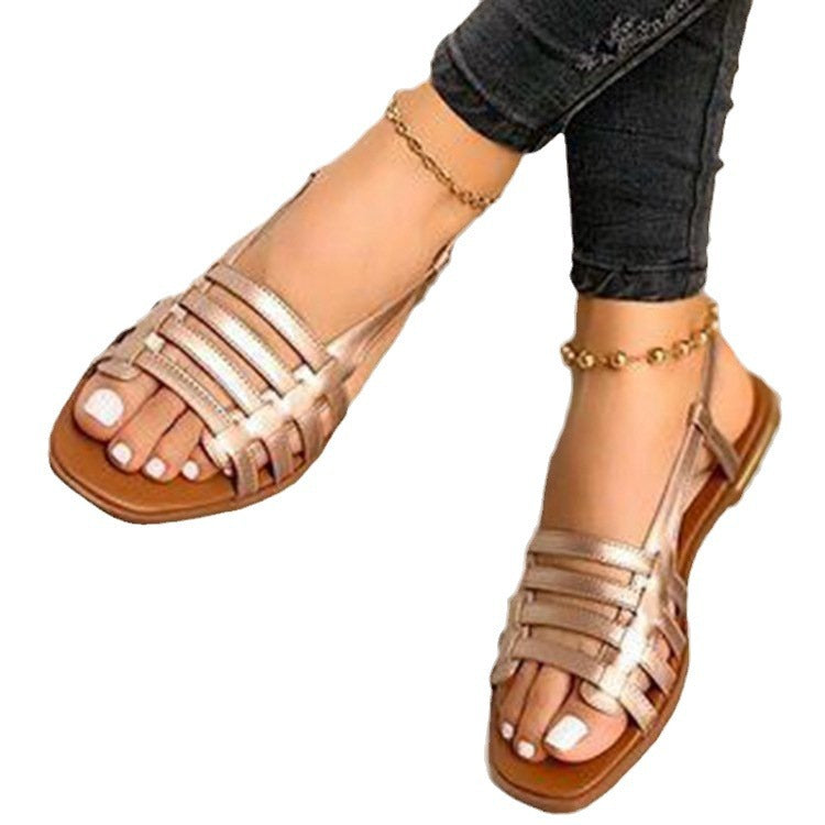 Damen Geflochtene Riemchen‑Slingback‑Sandalen mit quadratischer Zehenpartie und flacher Laufsohle Shop Nory