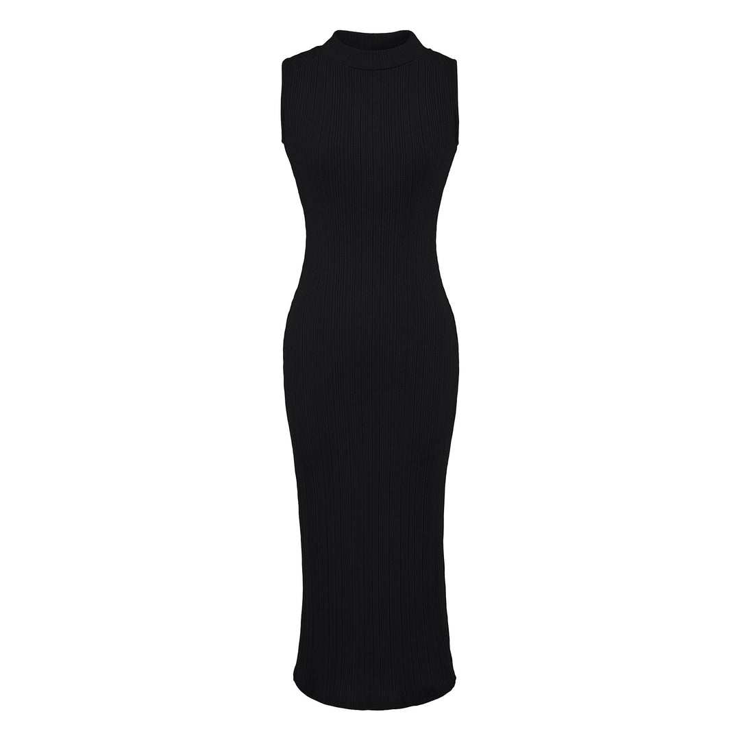 Damen Midikleid in Rippstrick, ärmelloses Slim‑Fit mit Stehkragen Shop Nory