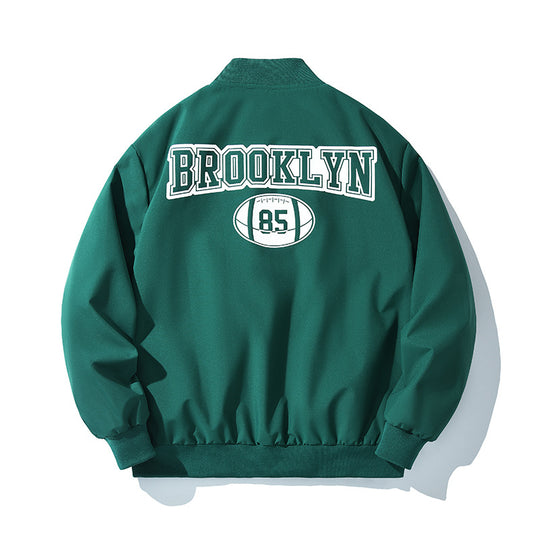 Herren Bomberjacke im College-Stil mit Script-Frontprint und Rippbündchen Shop Nory