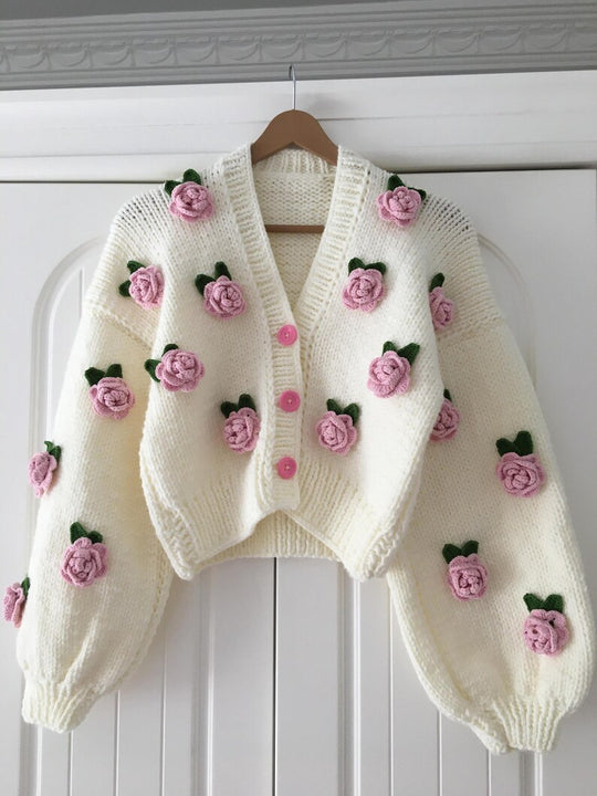 Damen Verspielter Strickcardigan mit Kirschen-Design